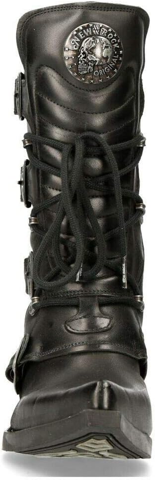 Новые ковбойские сапоги New Rock M-7993-S1 WESTERN черные кожаные с пряжкой, тяжелые байкерские ботинки, черный — фото 4