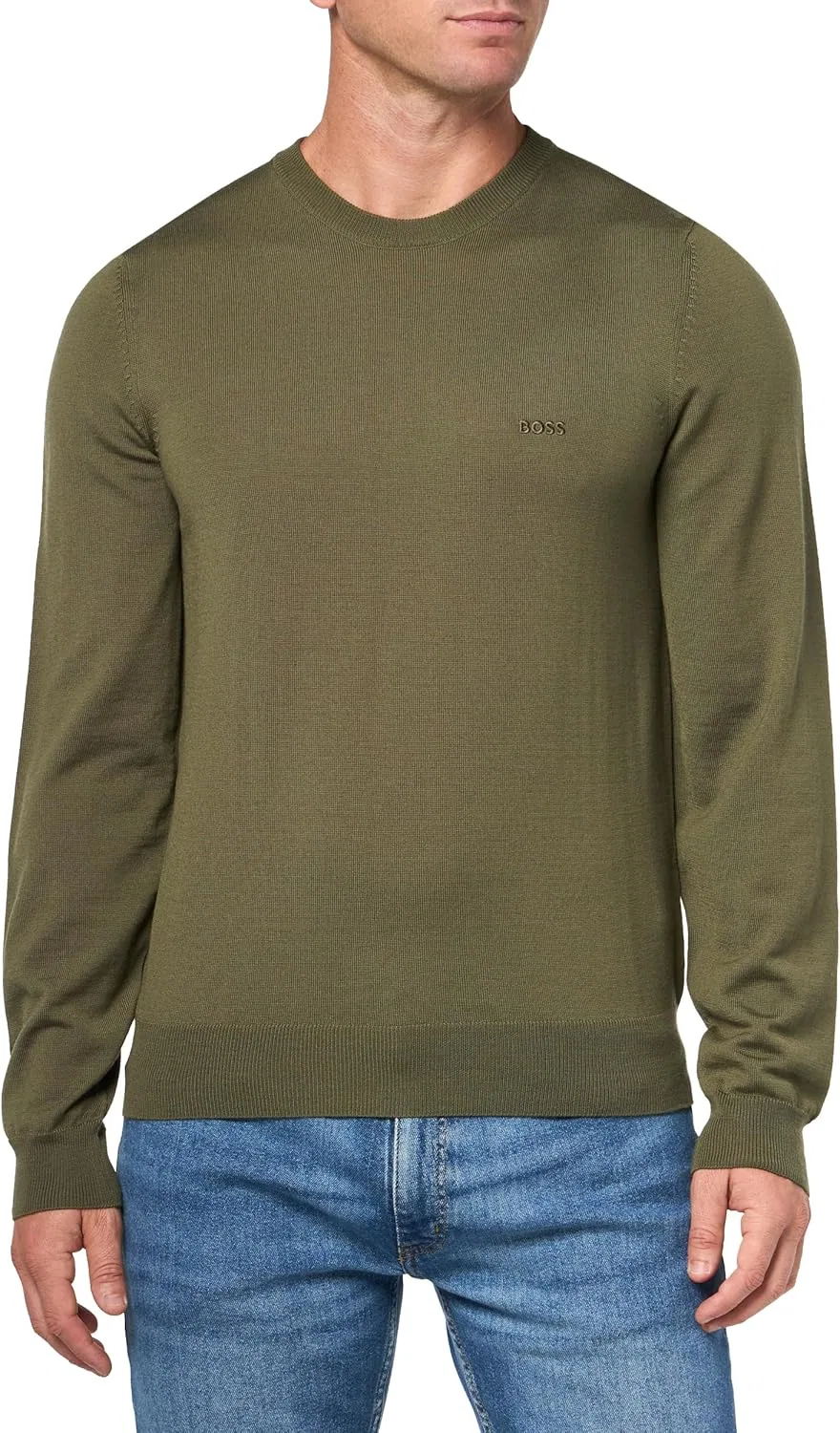 Свитер BOSS Men's Small Logo Wool Pullover, зеленый