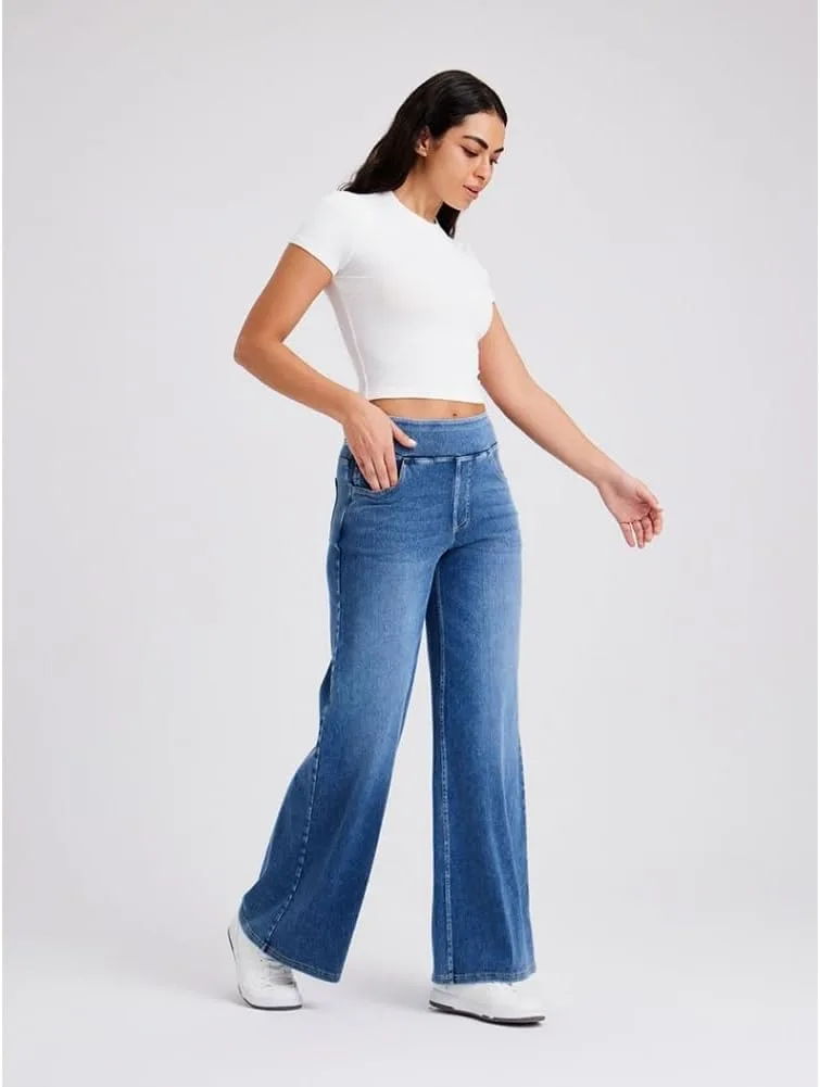 Женские джинсы Wide Leg с высокой посадкой и эффектом контроля живота — фото 3