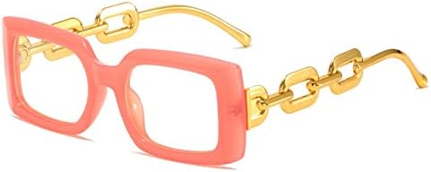 

Прямоугольные солнцезащитные очки-гелевые очка для женщин в стиле ретро с цепочкой на дужках, солнцезащитные очки UV400 для мужчин с прозрачными линзами Ocean MTZJH, Pink Clear