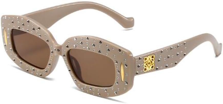 

Женские квадратные солнцезащитные очки с бриллиантовым покрытием и сверкающим звездным узором, модные и отлично сочетаются с хип-хоп очками SLCHJXS, Coffee Frame Tea Flakes