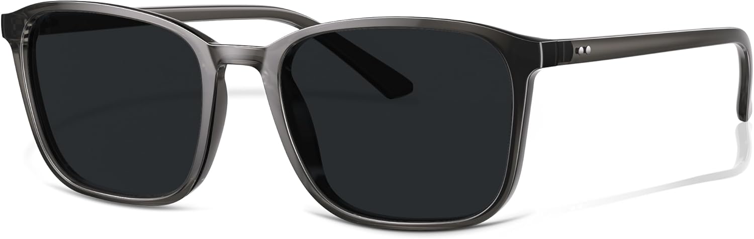 

Поляризованные солнцезащитные очки для мужчин. Легкие мужские солнцезащитные очки квадратной формы с защитой от УФ-излучения для вождения и рыбалки Reglaaly, K04- Glossy Translucent Gray / Gray