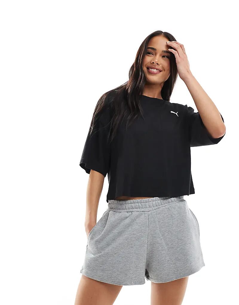

Футболка Puma Wardrobe ess oversize short в черном цвете