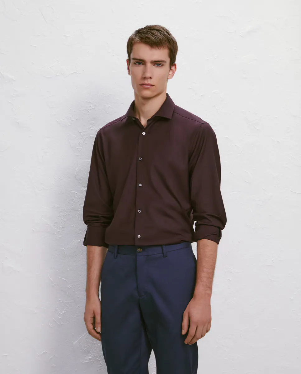 

Мужская однотонная рубашка с длинным рукавом Easy Wear, цвет Granate