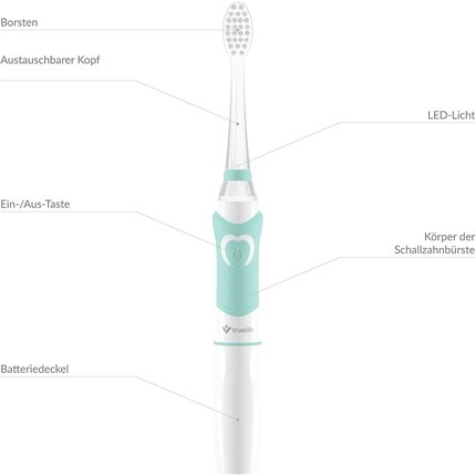 Зубная щетка Sonicbrush Kid G Sonic для детей 5–9 лет с таймером, мягкой щетиной, светодиодной подсветкой, компактным дизайном и 30 наклейками с животными, Truelife — фото 3