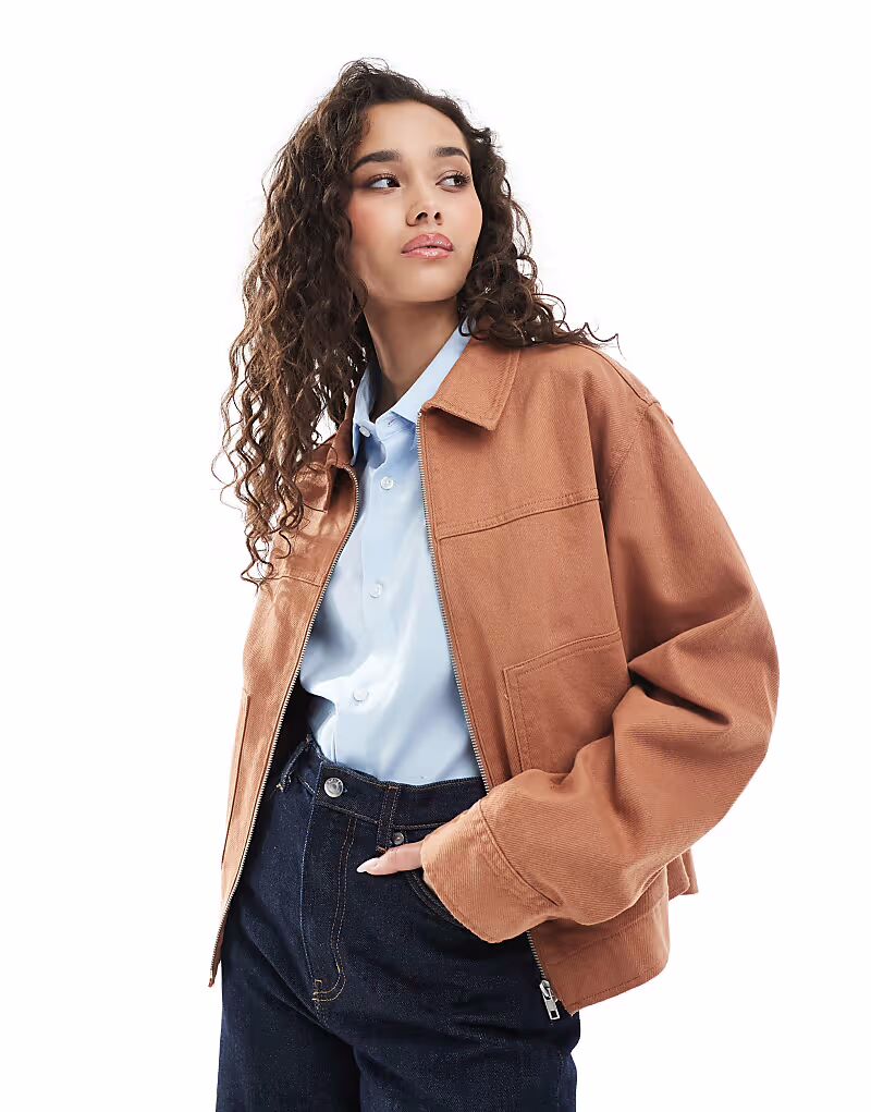 

Куртка из твила с верхним воротником цвета ржавчины от ASOS DESIGN