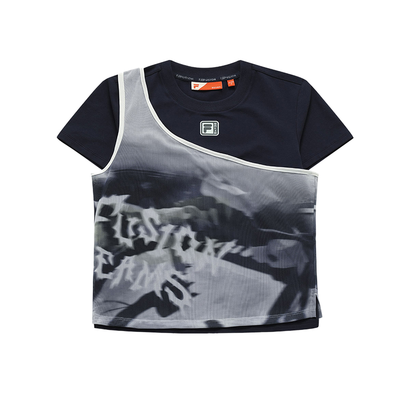 

FILA FUSION SS24 Футболка, женский комплект из двух предметов, темно-синяя бездна