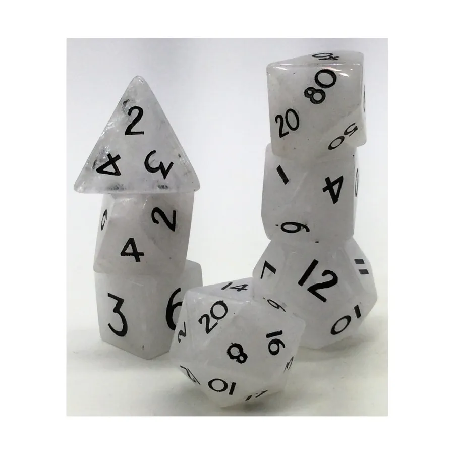 

Набор Poly — прозрачный кварц с черным (7), Semi Precious Stone Dice (Level Up Dice)