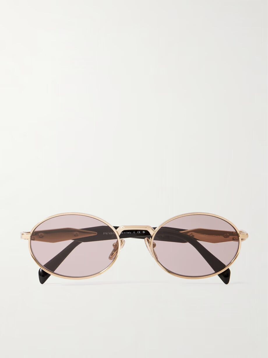 

Солнцезащитные очки в овальной оправе из ацетата и золота Prada Eyewear, золотой