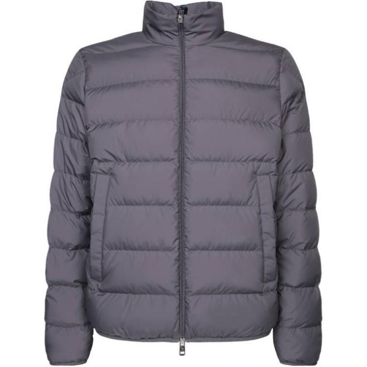 

Утепленная куртка с нашивкой-логотипом и воротником-стойкой Moncler, серый
