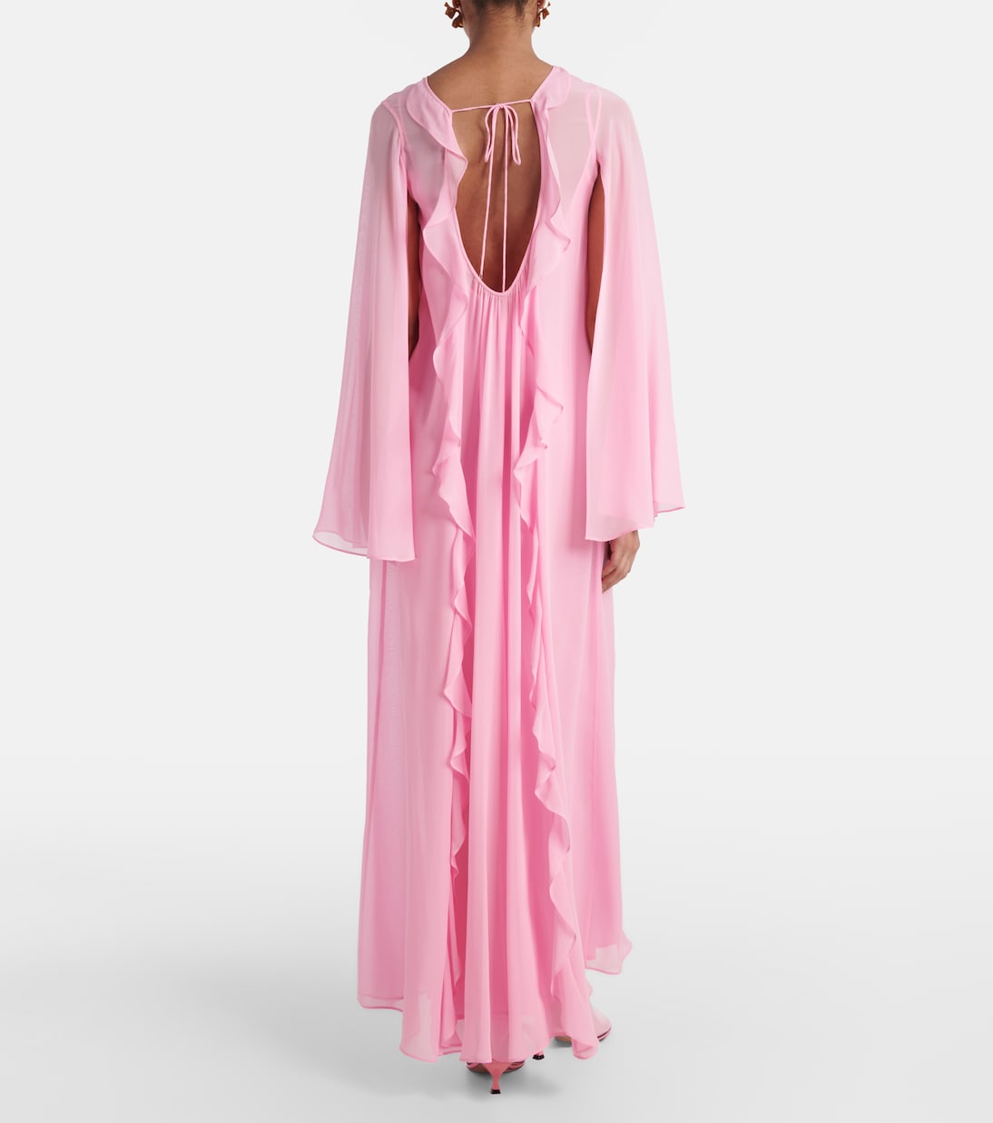 Платье макси Smirne из жоржета с цветочной аппликацией Max Mara, Rosa Candy — фото 3