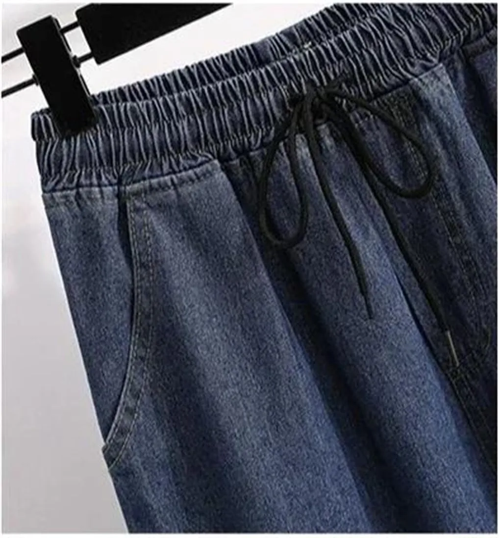 Женские джинсы Wide Leg Plus Size с эластичным поясом и высокой посадкой — фото 2