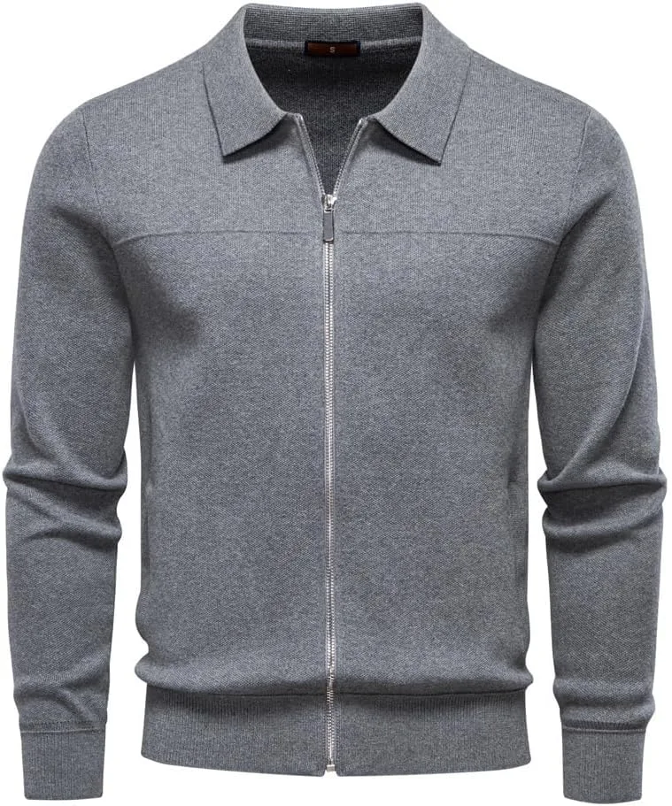 

Мужской кардиган на молнии с отложным воротником Voyagile