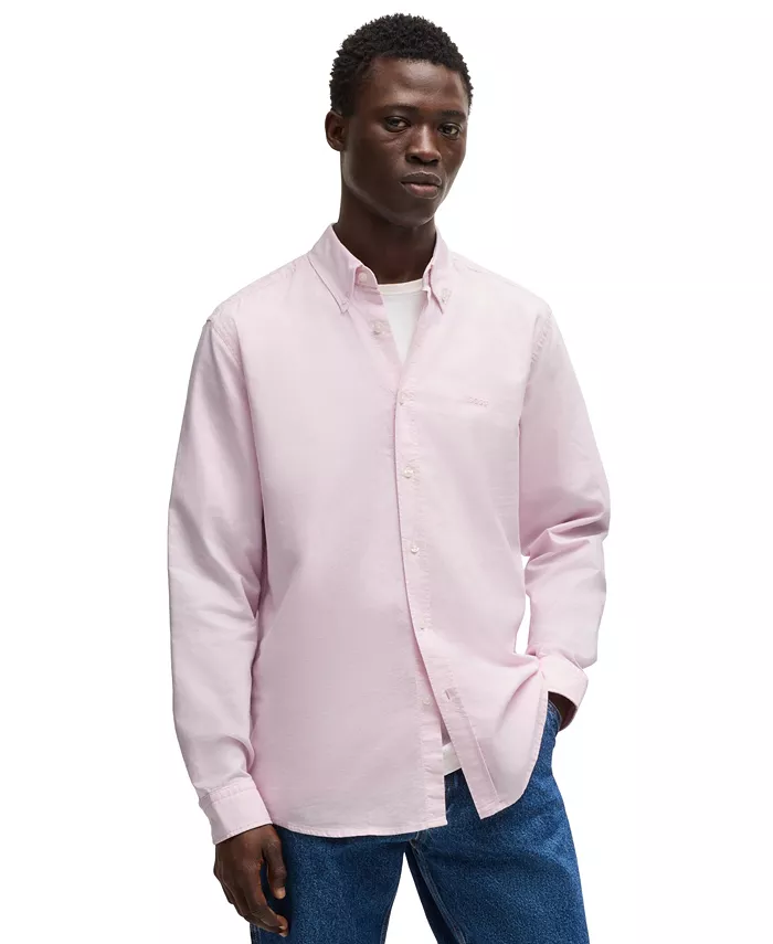 

Мужская классическая рубашка на пуговицах Regular-Fit Hugo Boss, розовый