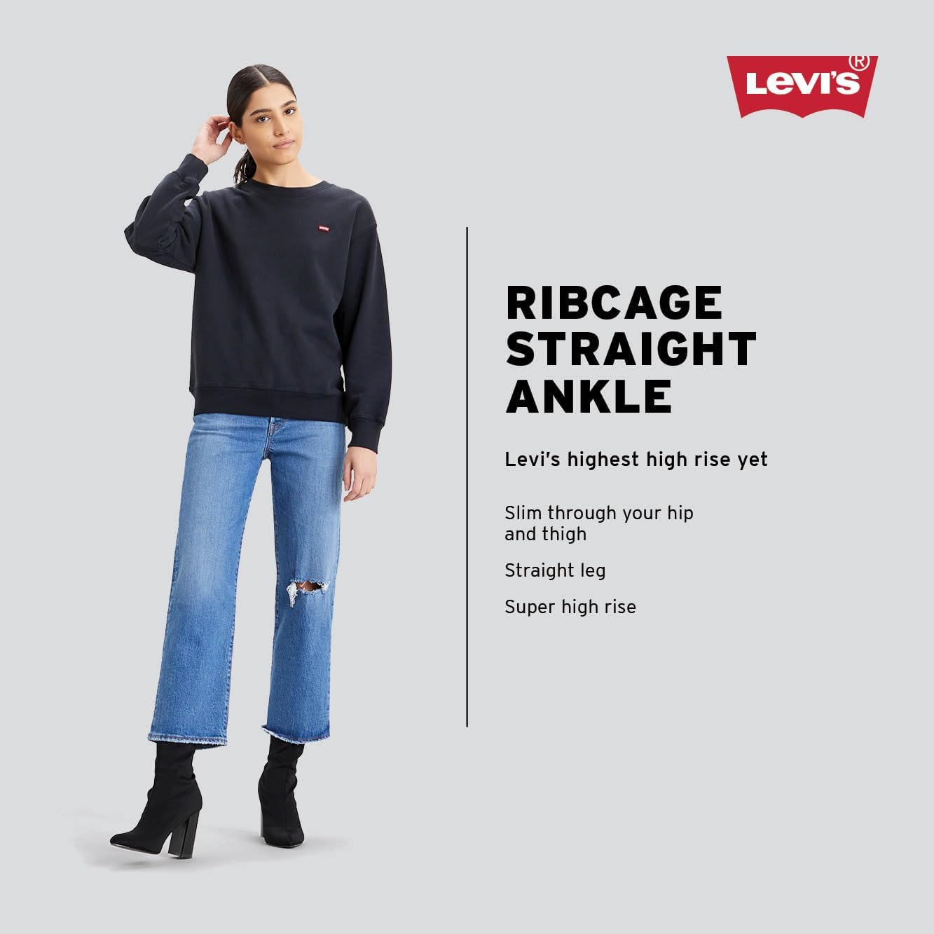 Женские джинсы Levi's Ribcage Straight Ankle с молнией, Safari — фото 4