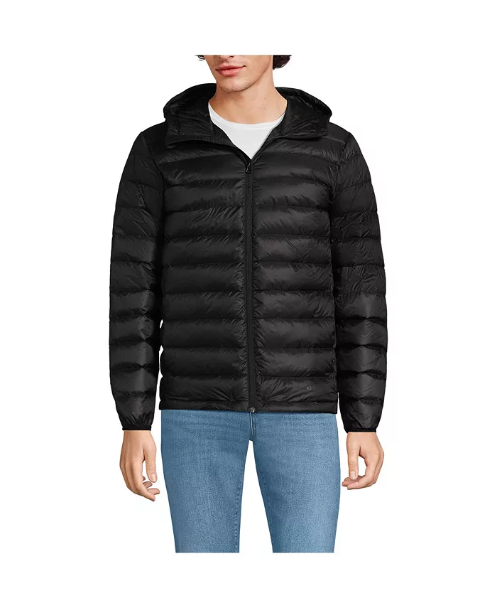 

Мужская утепленная куртка с капюшоном Wanderweight Packable Down Lands' End, черный