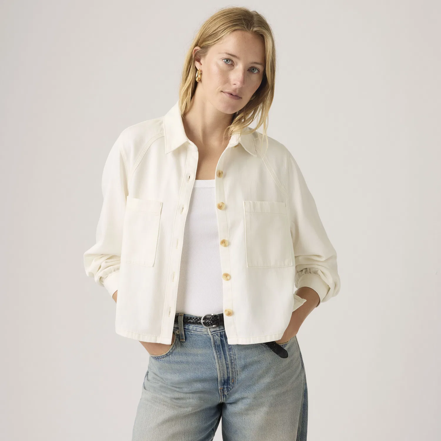 Миниатюрная рубашка с длинными рукавами в стиле милитари Levi's, White