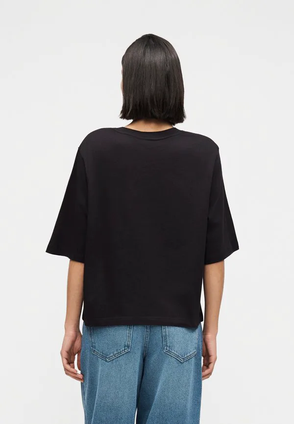 Футболка с логотипом, свободный крой, круглый вырез, принт. Tommy Hilfiger, Black — фото 3