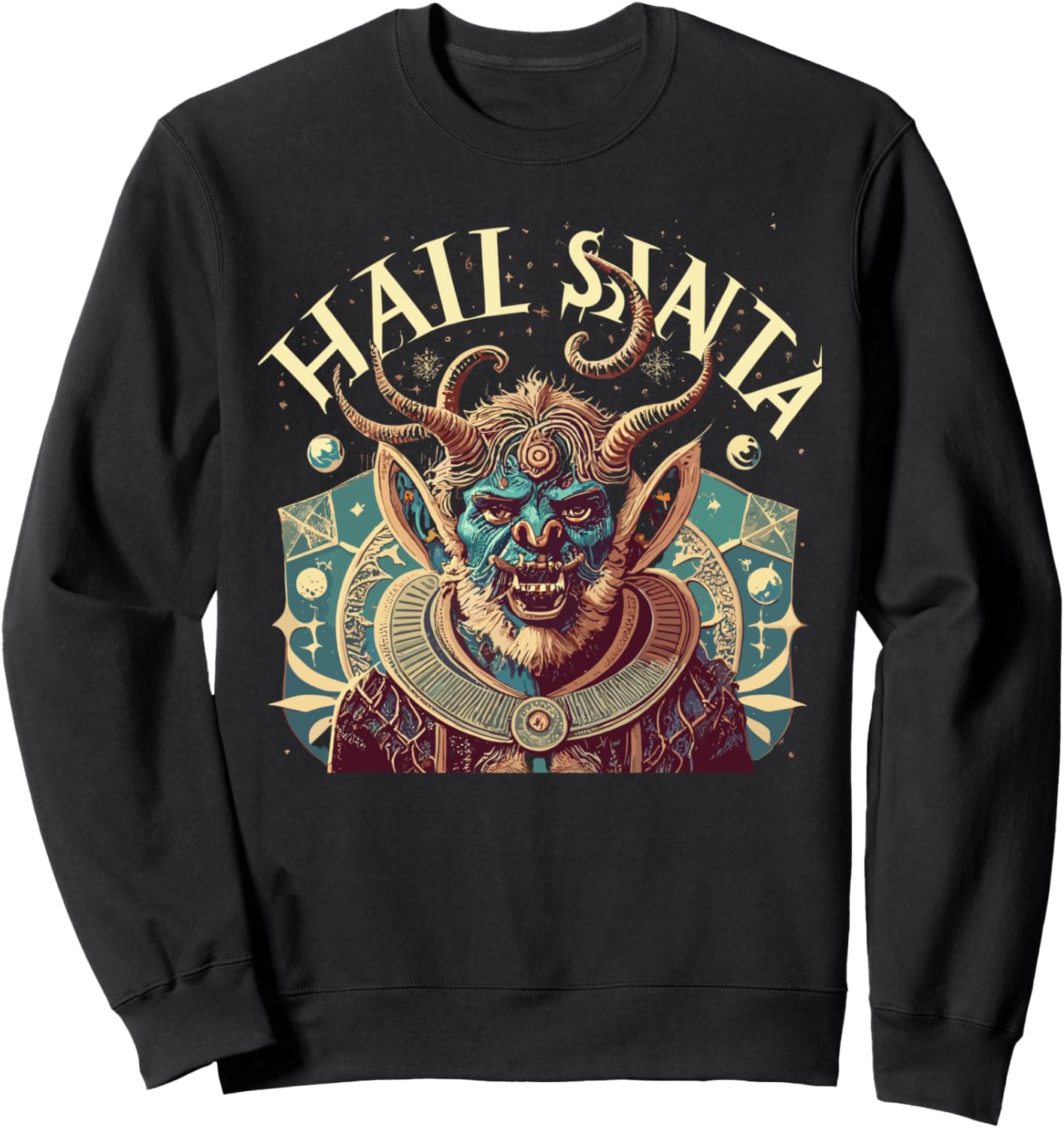 

Привет, Санта! Уродливая рождественская толстовка с Крампусом Hail Santa Ugly Christmas, черный