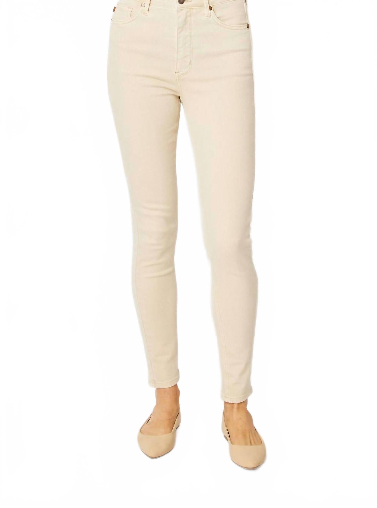 

Узкие джинсы с высокой талией и утягивающими швами, бежевого цвета Judy Blue, бежевый