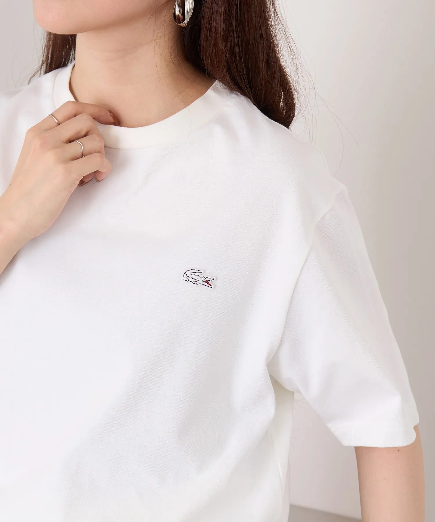 Футболка Lacoste TH5582-99 унисекс, с логотипом, белый