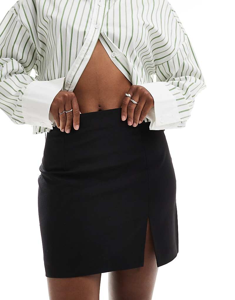 

ASOS DESIGN – Черная мини-юбка из трех частей с разрезом Bengalina