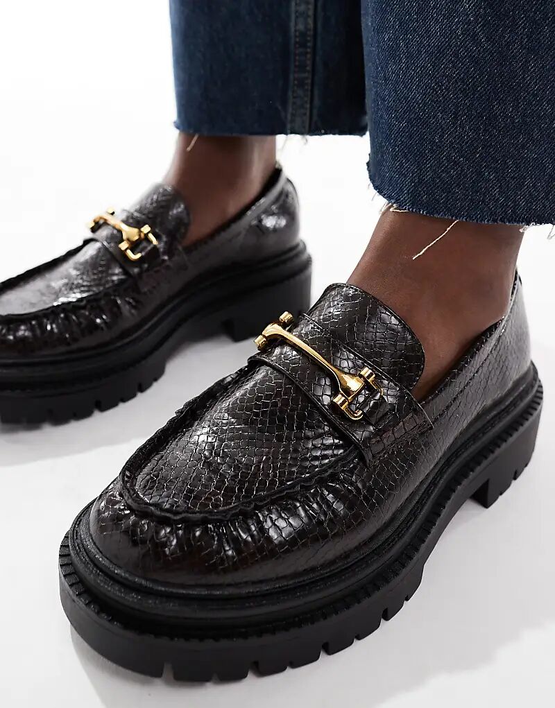 Массивные мокасины Schuh Lark с пряжкой из коричневой змеиной кожи — фото 2