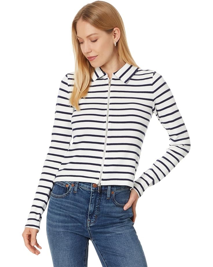 

Топ Madewell Grill Long Sleeve Zip Top Stripe, цвет Winter White