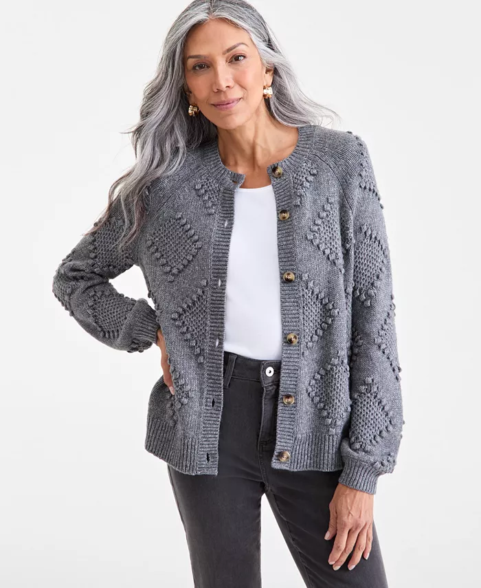 

Женский кардиган с фактурной вязкой Style & Co, серый