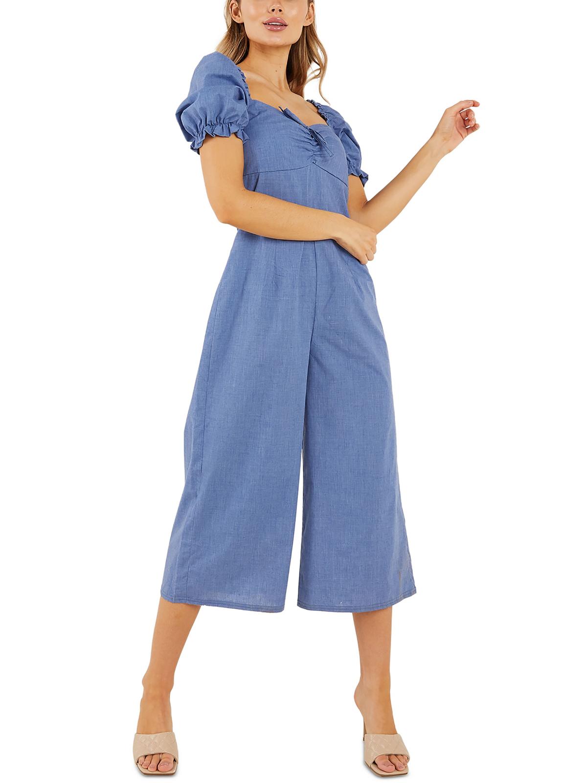 

Женский хлопковый комбинезон с рукавами-фонариками Quiz, цвет blue chambray