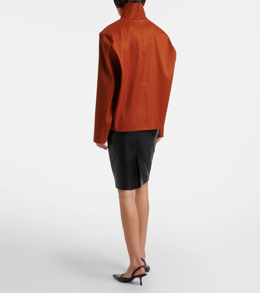 Топ из смесовой шелковой ткани Saint Laurent, оранжевый — фото 3