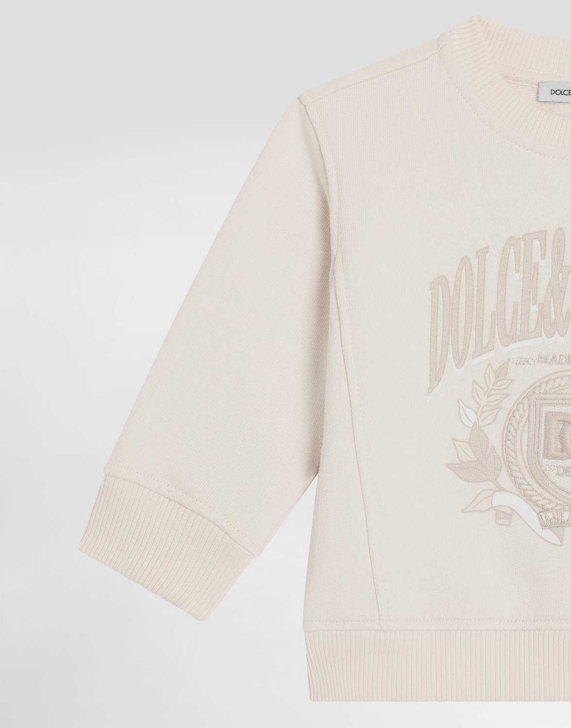 Свитшот с круглым вырезом с принтом Dolce&Gabbana, бежевый — фото 3