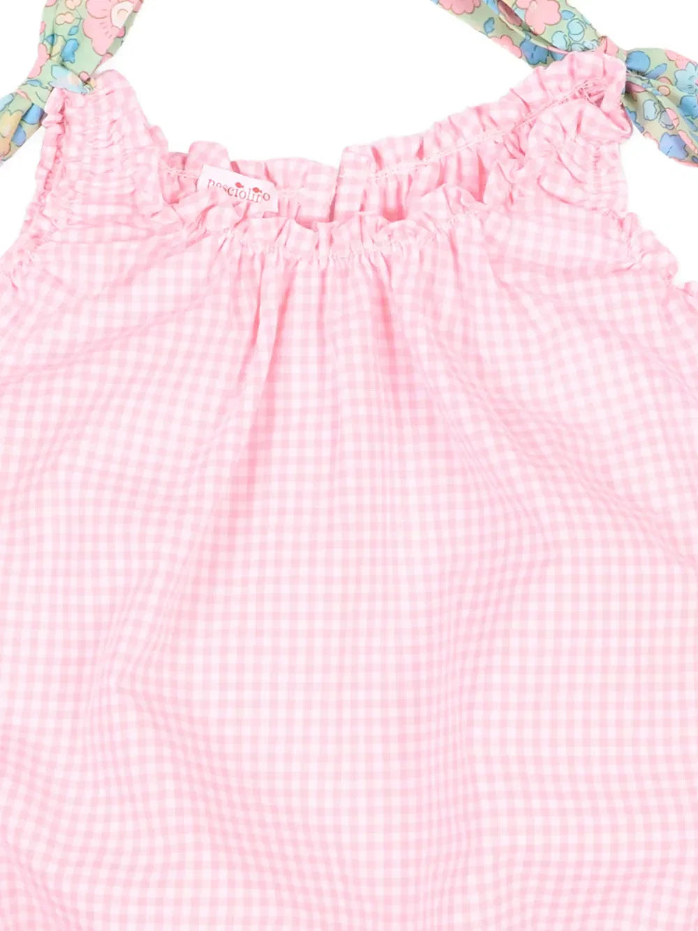 Комбинезон в клетку с оборками Pesciolino Rosso Kids, розовый — фото 3