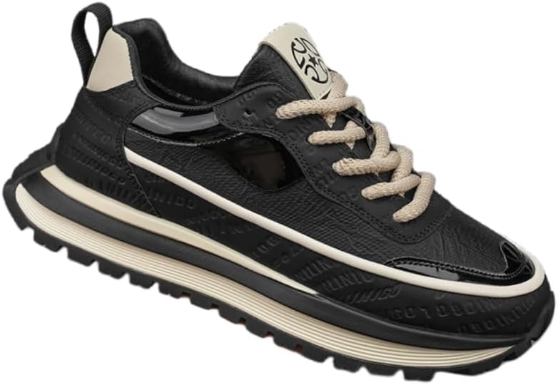 

Мужские и женские кроссовки в стиле колледжа, однотонные, всесезонные, дышащие и легкие повседневные обувь, с толстой подошвой для бега, с шнуровкой Hoalox, черный