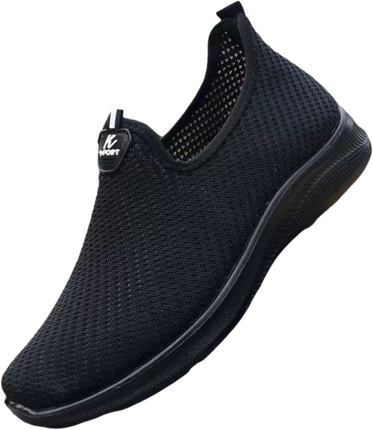 

Мужские модные однотонные вязаные кроссовки для бега, легкие, дышащие и нескользящие для использования на улице Generic, черный