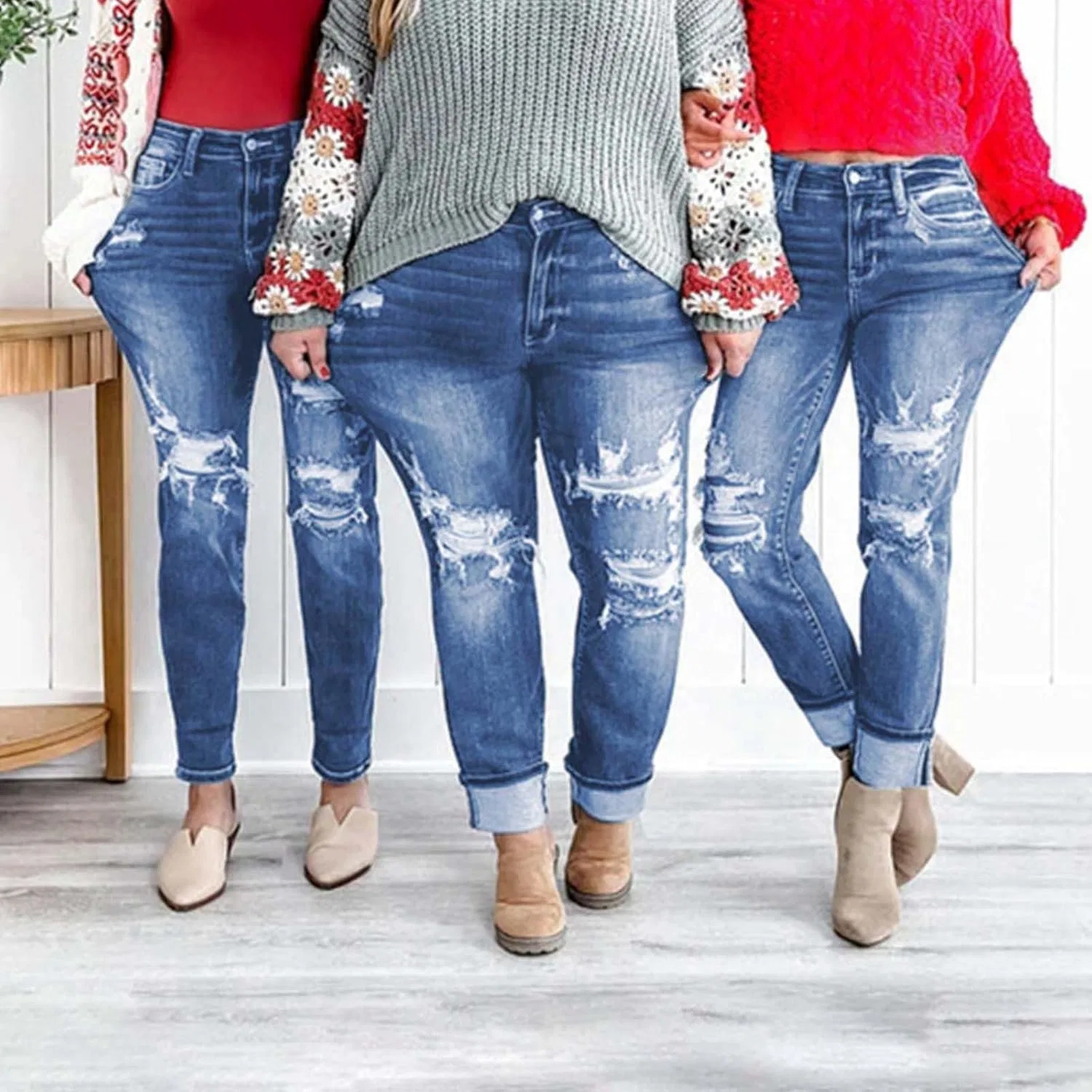 Джинсы прямого кроя Stretch Jeans, синие — фото 3