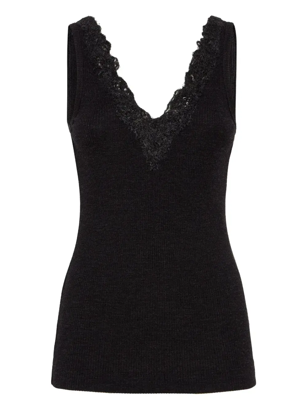 

Кружевной топ в рубчик Brunello Cucinelli, черный