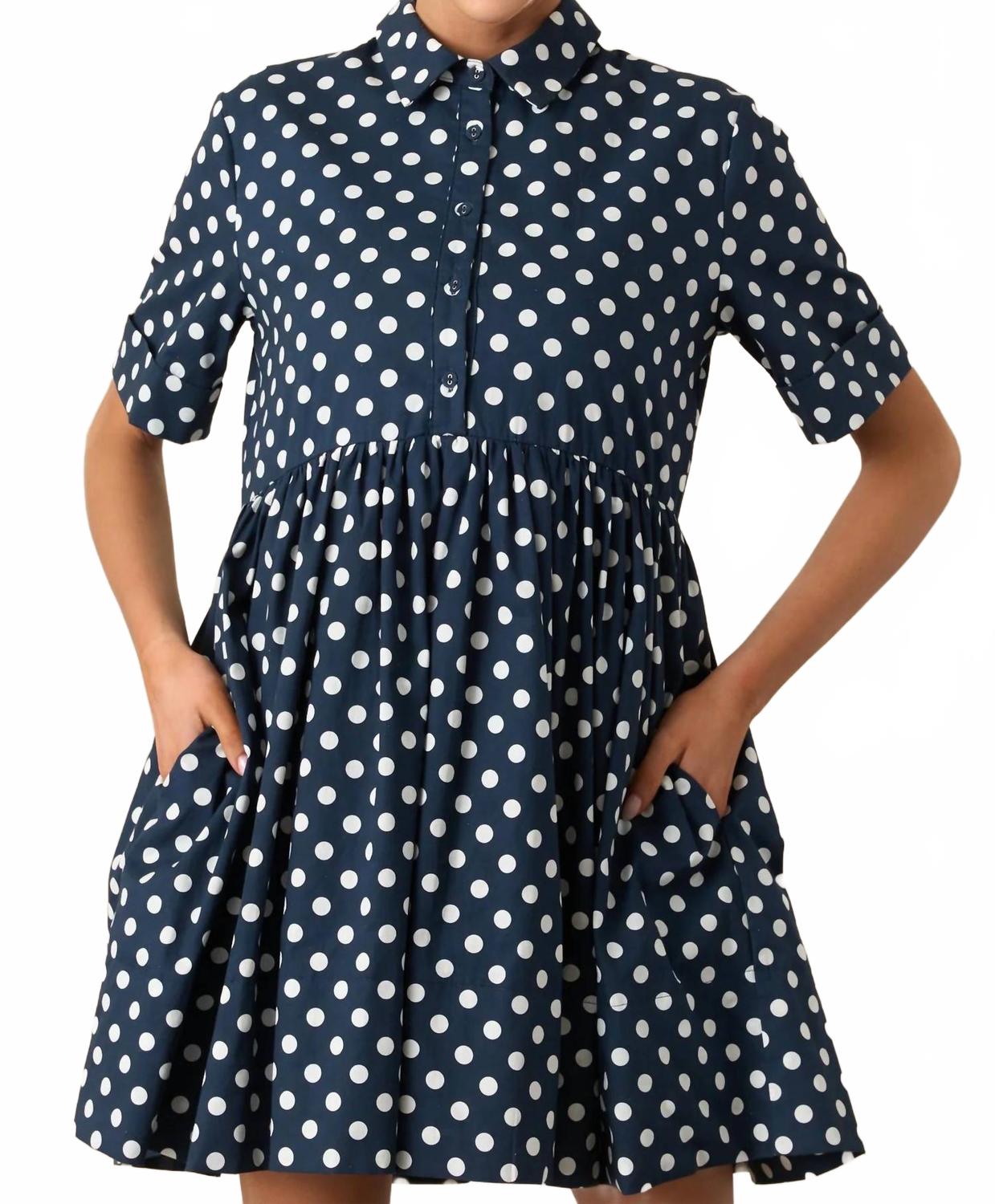 

Prosperina Мини-платье Piper в темно-синий горошек