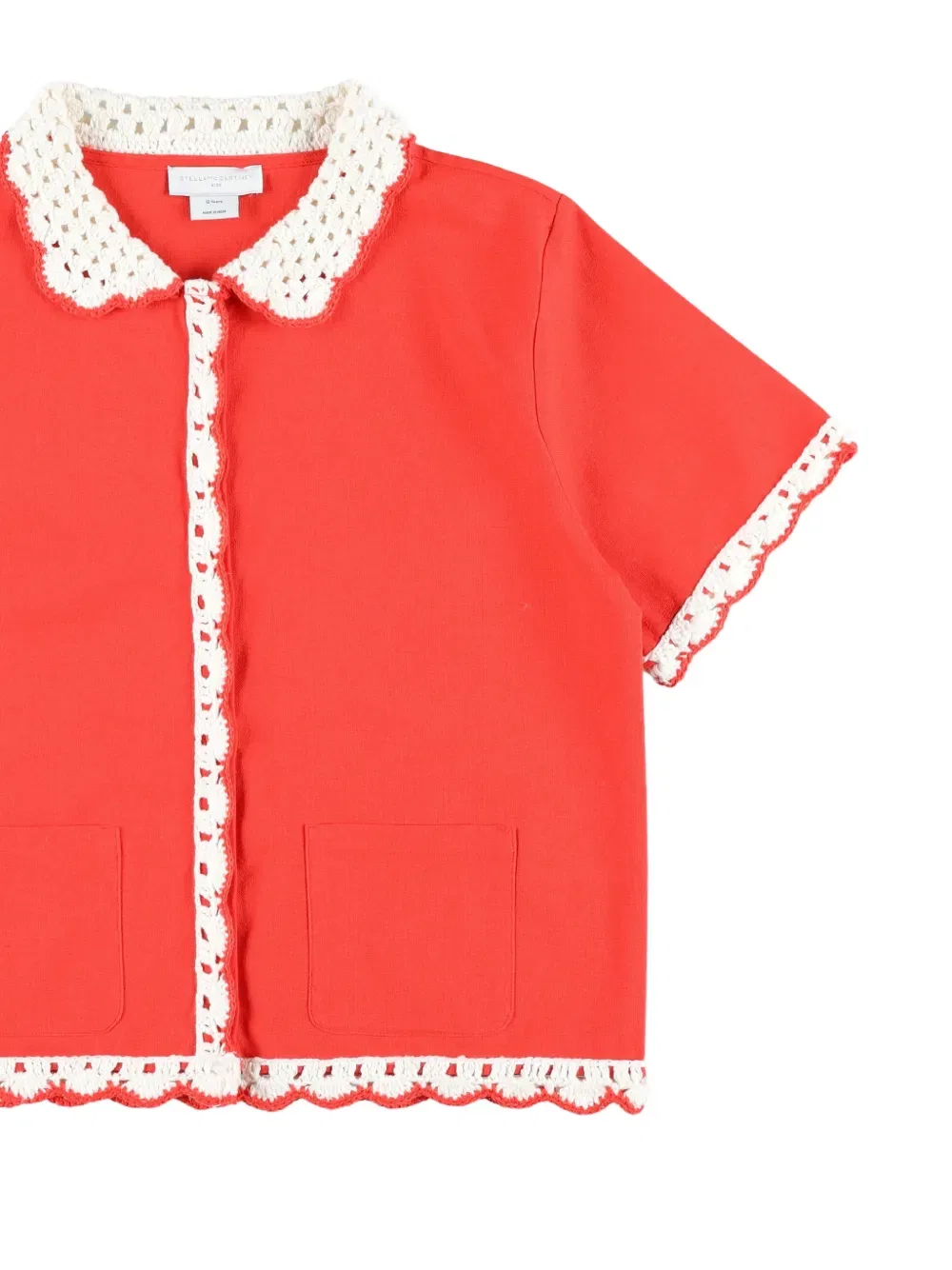 Укороченная рубашка с кружевной отделкой Stella Mccartney Kids, красный — фото 3