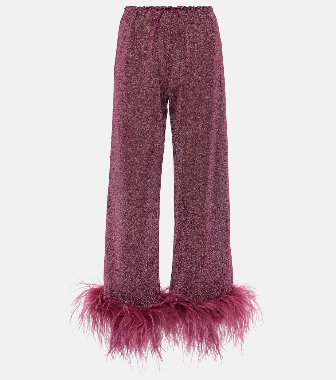 

Брюки Lumière Plumage из ламе с отделкой перьями Oséree, Aubergine