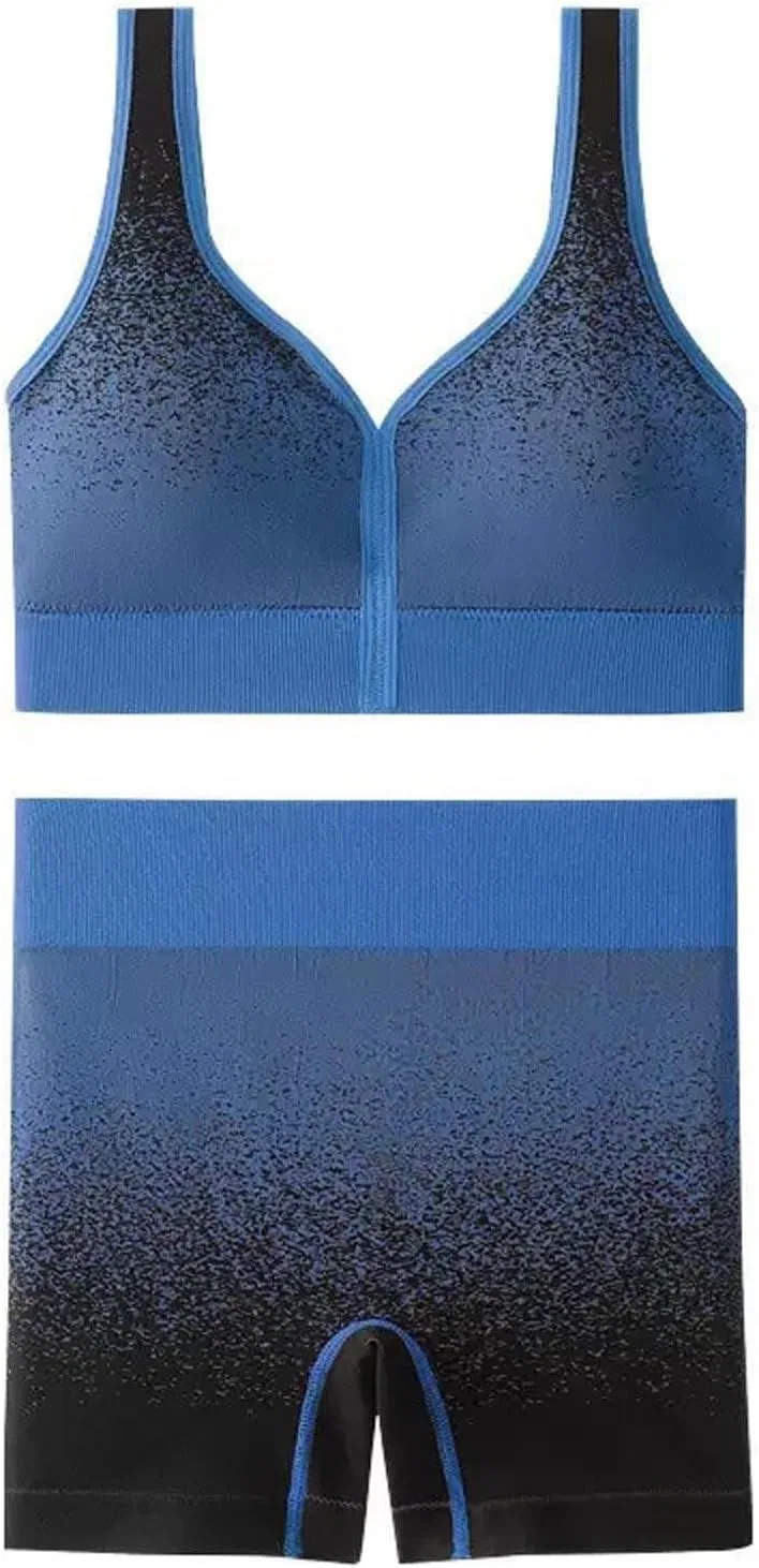 Женский спортивный комплект из топа и шорт, бренд Generic, цвет 03_blue