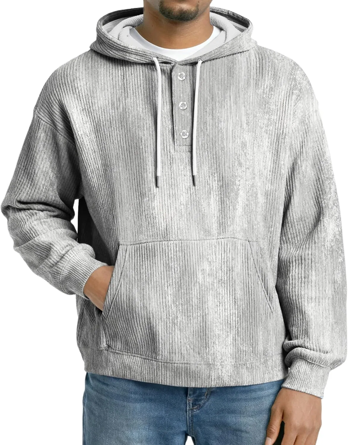 Мужская толстовка с капюшоном, флисовая, с принтом, 1-light Gray