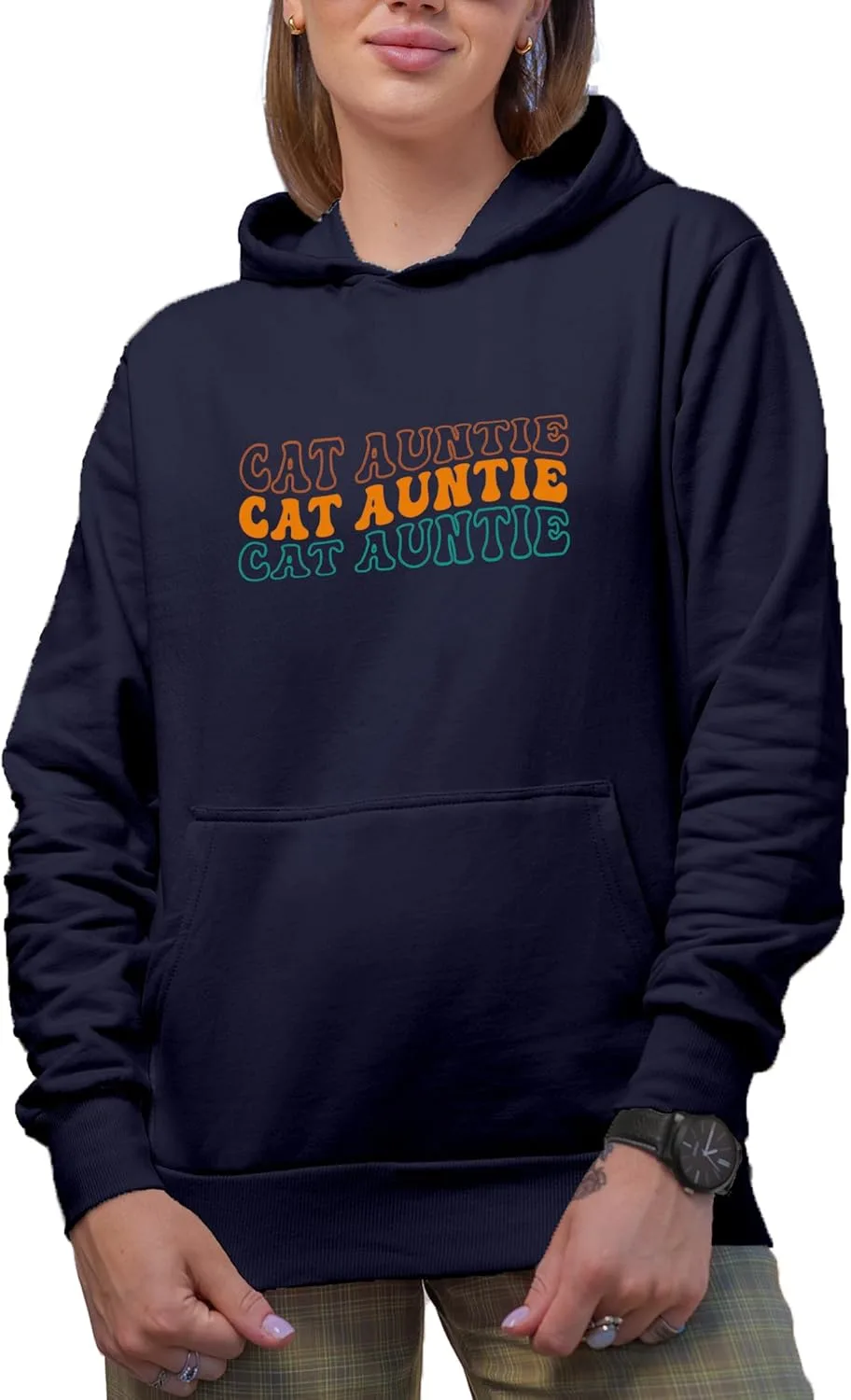 

Толстовка с капюшоном Novelty, Cat Auntie, Cat Lover Aunties, ретро-дизайн Make Your Mark Design