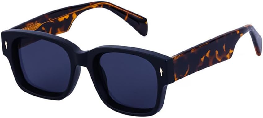 

Популярные солнцезащитные очки в стиле ретро с заклепками, толстой квадратной оправой и защитой от УФ-излучения UV400 (2027 год) подходят для женщин и мужчин MTZJH, Matte Black Grey