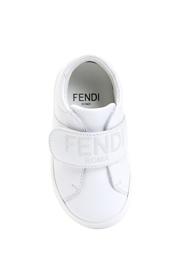 Детские кожаные кроссовки с логотипом Fendi, белый — фото 4
