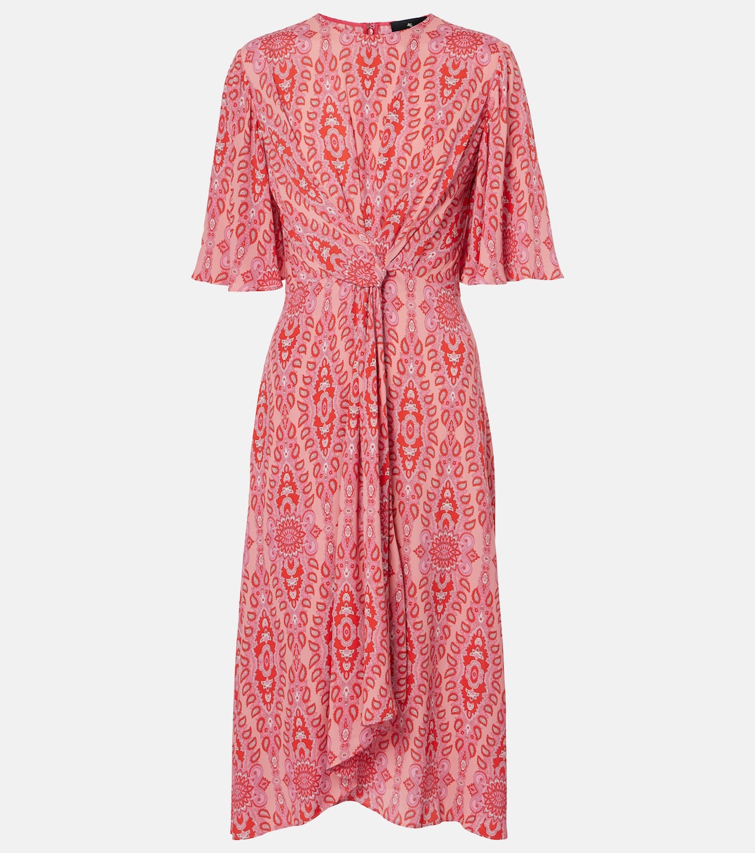 

Платье миди со сборками и принтом Etro, Print On Pink Base