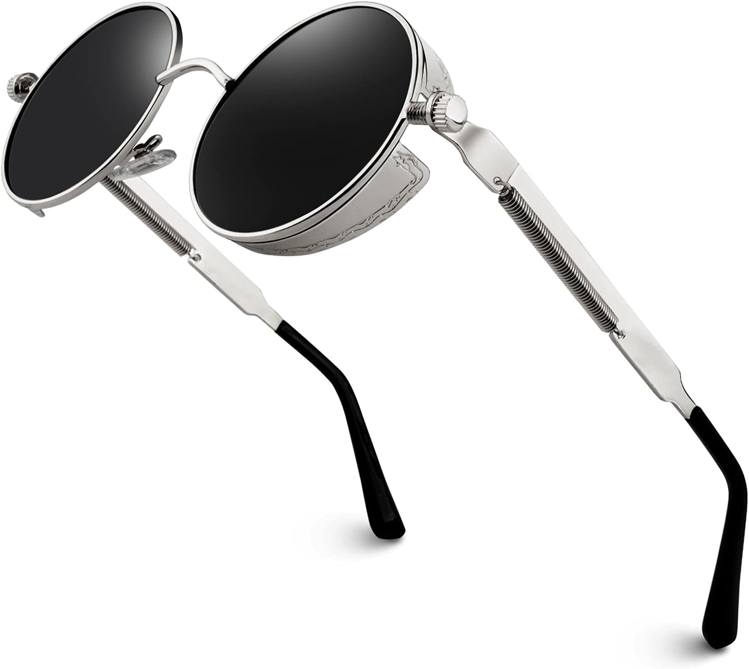 

Солнцезащитные очки GQUEEN Retro Round Circle Steampunk с поляризованными линзами и металлическим сплавом для женщин и мужчин, модель MTS2, Retro Silver Frame/Grey Lens