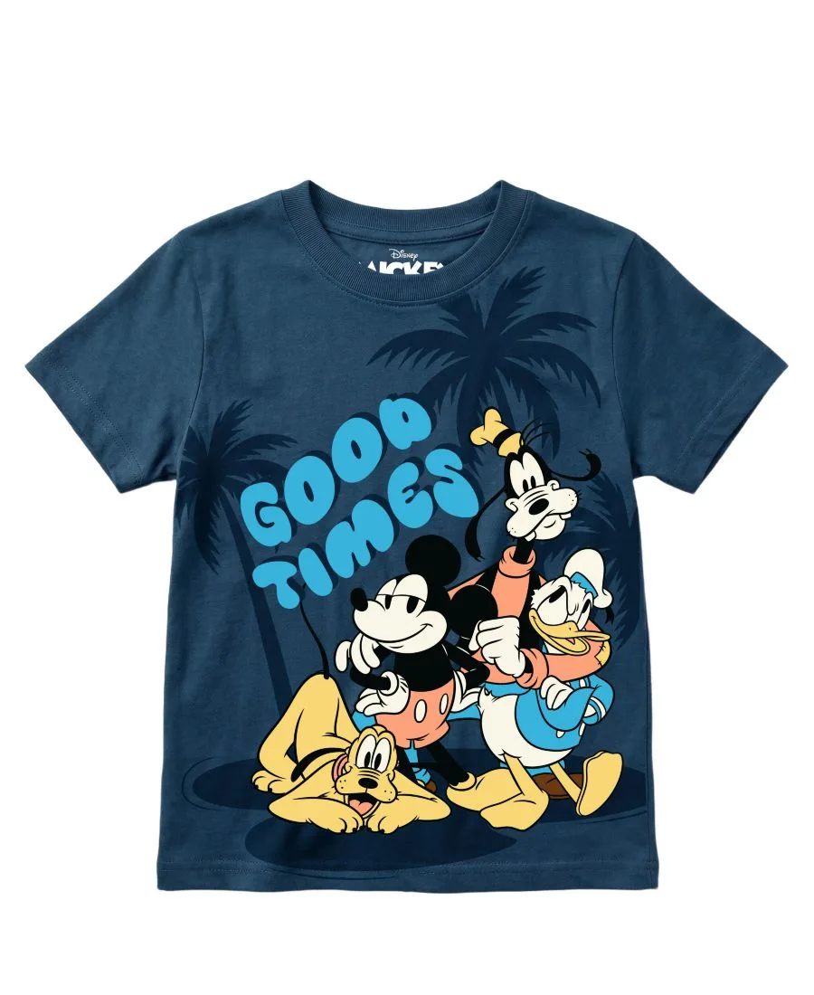 Детский комплект из 3 предметов: футболка с принтом, толстовка и шорты (2T-7) Mickey Mouse, серый/синий — фото 4