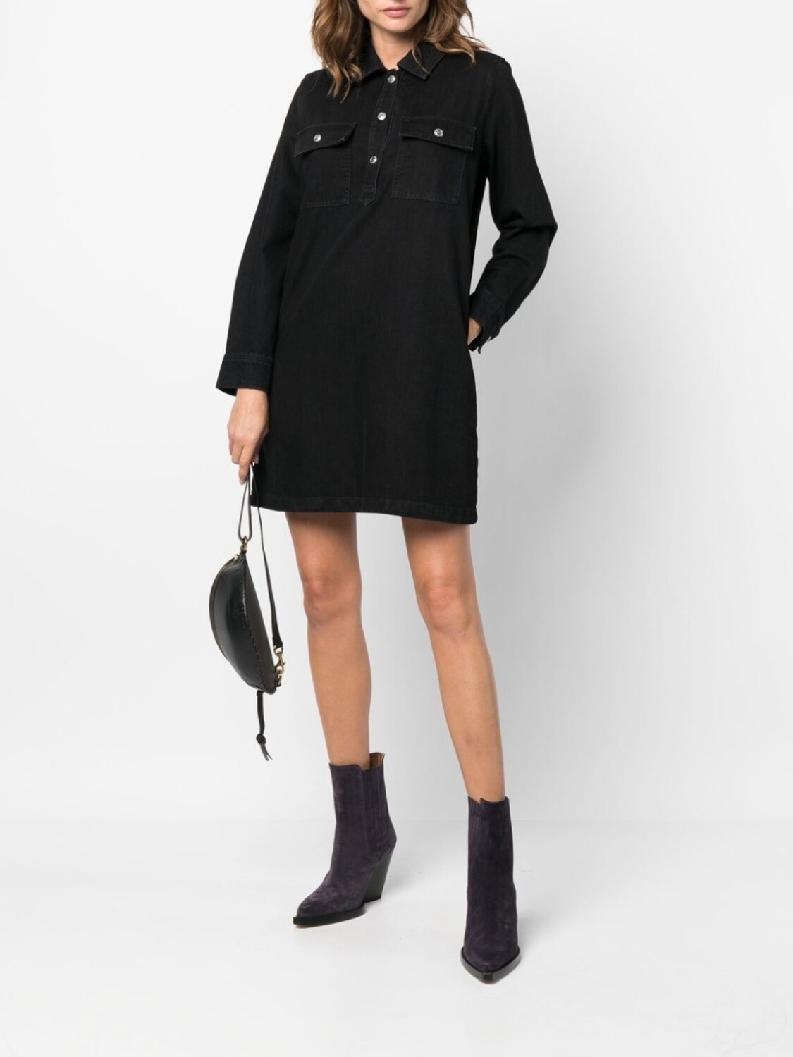 

A.P.C. джинсовое платье-рубашка, черный
