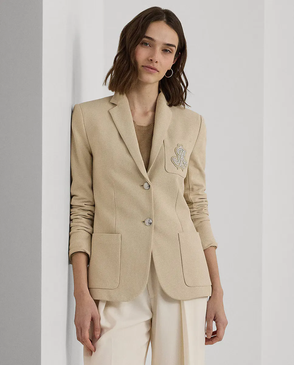 

Женский жаккардовый пиджак с нашивкой Lauren Ralph Lauren, цвет Natural